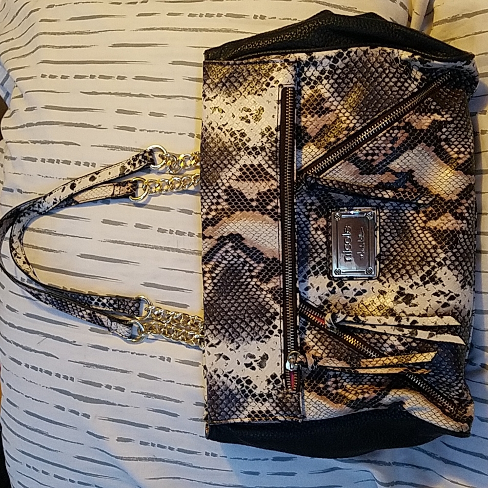 Nicole Miller Snake Pattern Tote Bag
